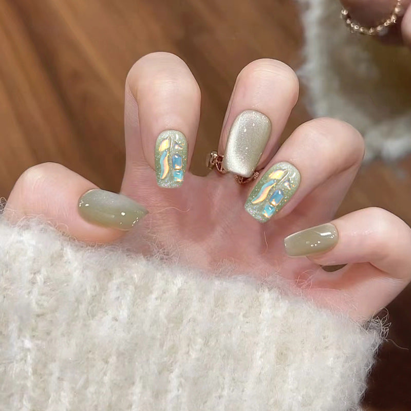 Decorative Press-On Nail Tips Set with Geometric Designs Bowlift