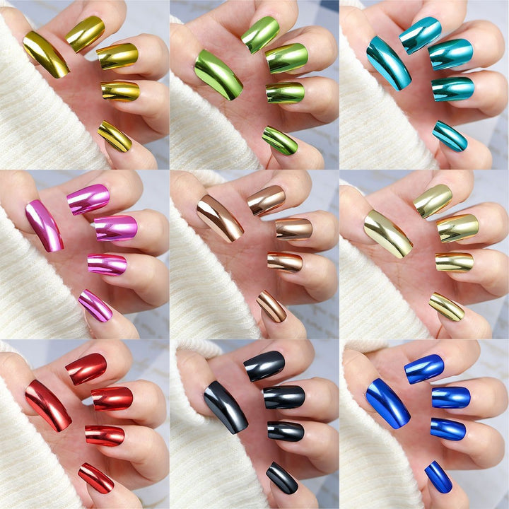 Glossy Metallic Press-On Nail Art Bowlift
