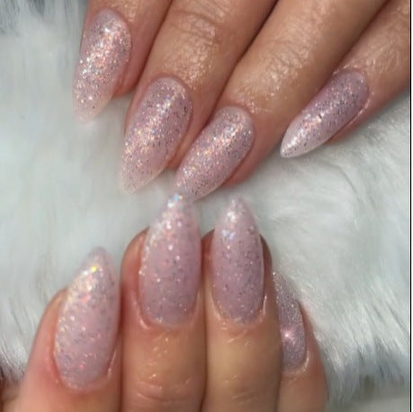 Glittery Almond-Shaped Press-On Nails Set Bowlift