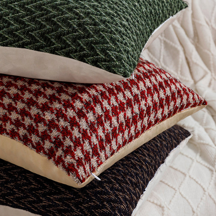Rectangular Houndstooth Boucle Pillowcase with textured weave appearance and fine linen touch Bowlift