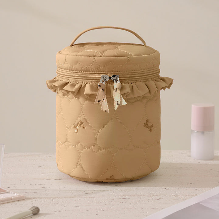 Quilted Makeup Storage Canister Bowlift