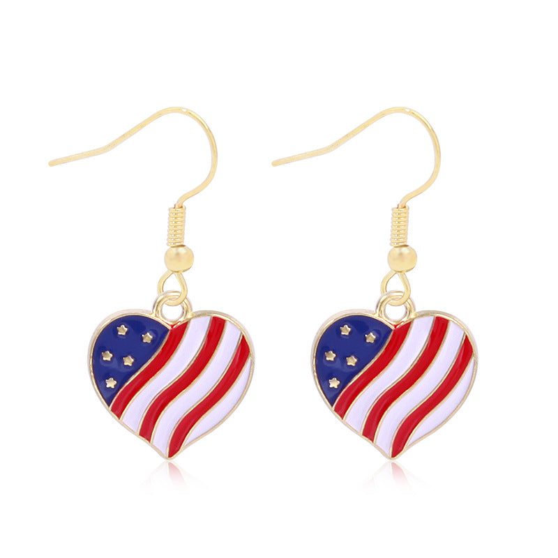 Women's lightweight star earrings with enamel flag design and fishhook Bowlift