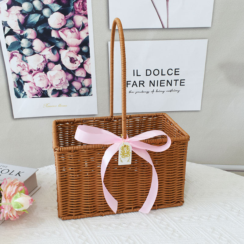 Elegant Handcrafted Rattan Tote Basket Bowlift