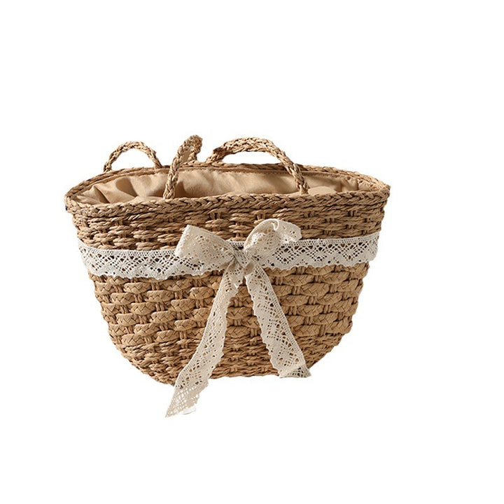 Elegant basket bag with decorative lace ribbon Bowlift