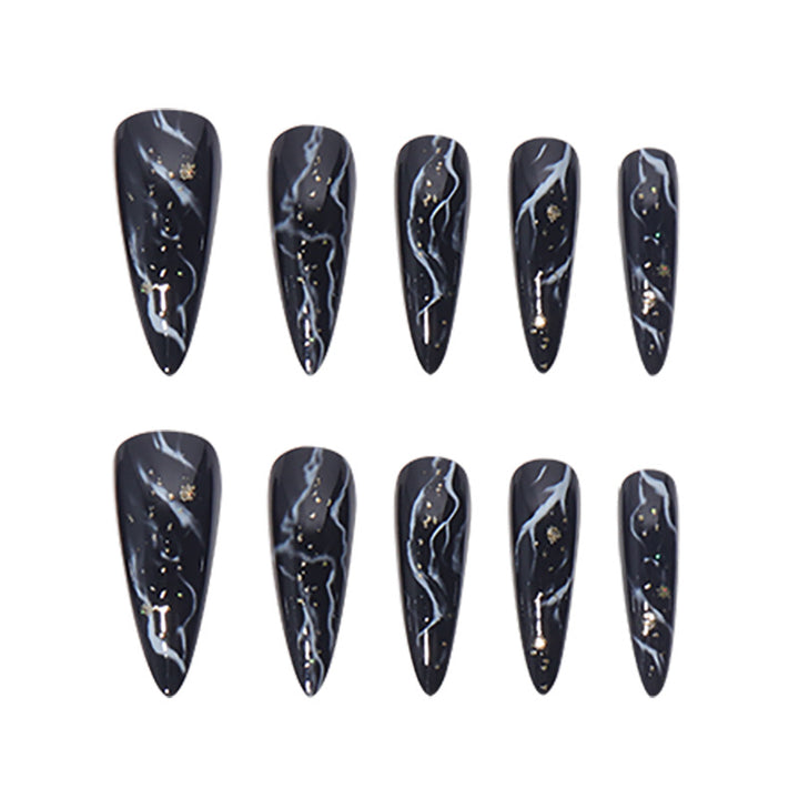 Elegant Marble Effect Press-On Nails Bowlift