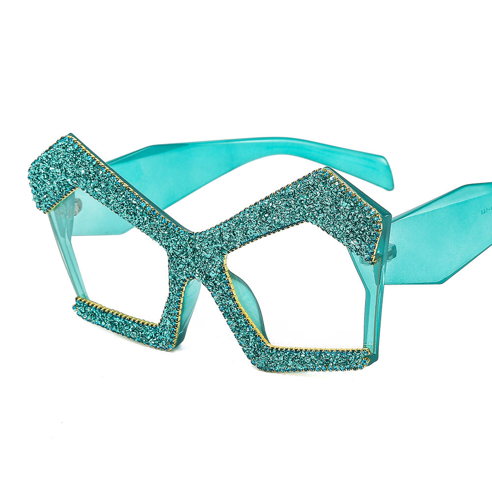Women's Sparkling Cat-Eye Sunglasses with Extravagant Rhinestone Frame Bowlift