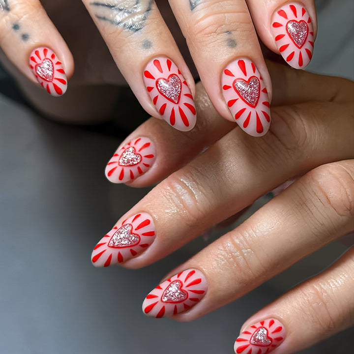 Decorative Heart-Themed Press-On Nails Bowlift
