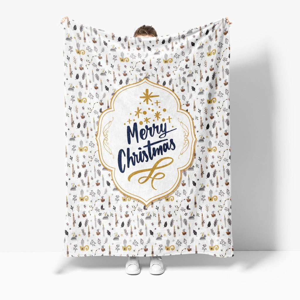Festive Holiday-Themed Fleece Throw Blanket