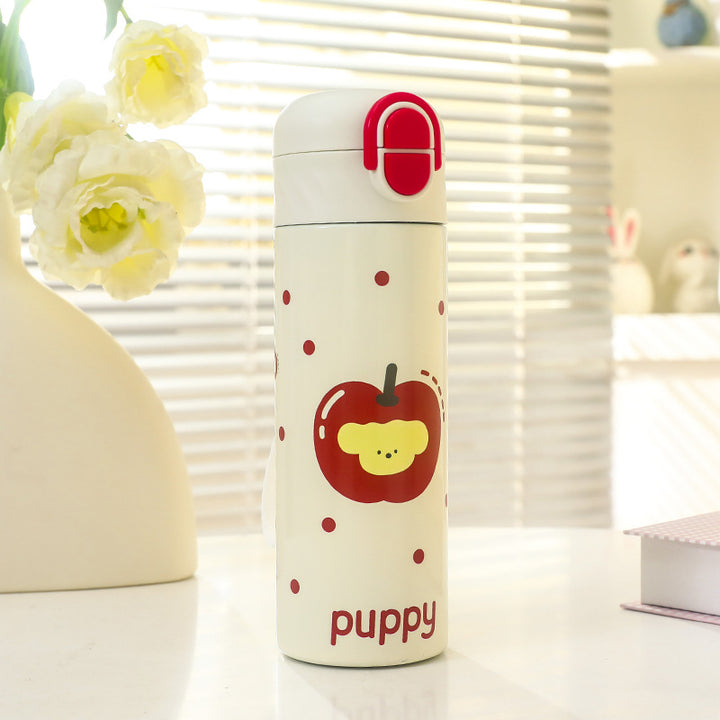 Ladies Insulated Water Bottle with Cheerful Apple Design Bowlift