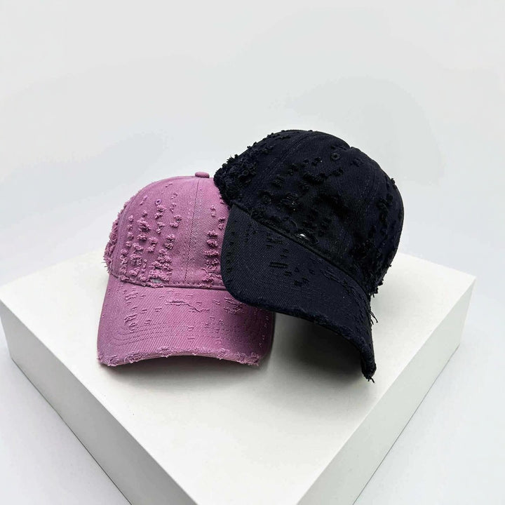 Women's Distressed Textured Baseball Cap Bowlift