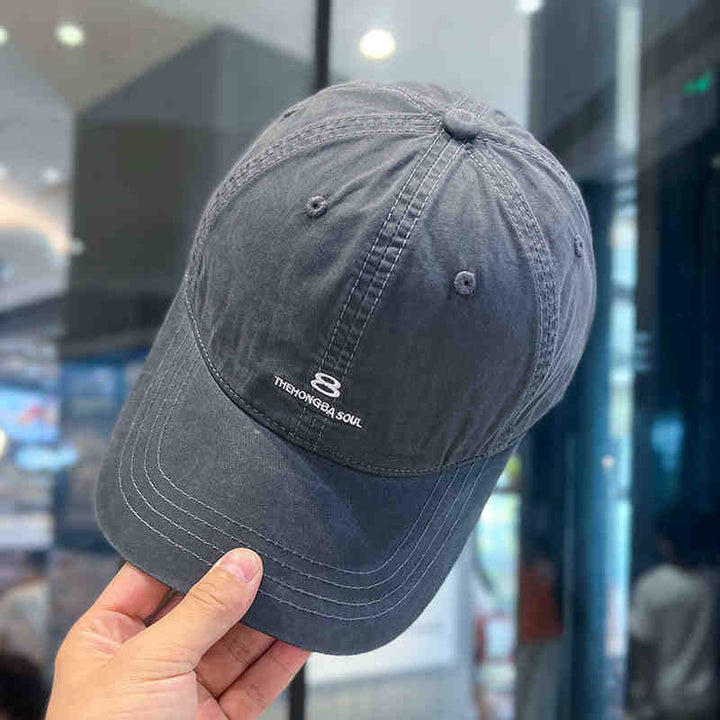 Men's Distressed Cotton Baseball Cap Bowlift
