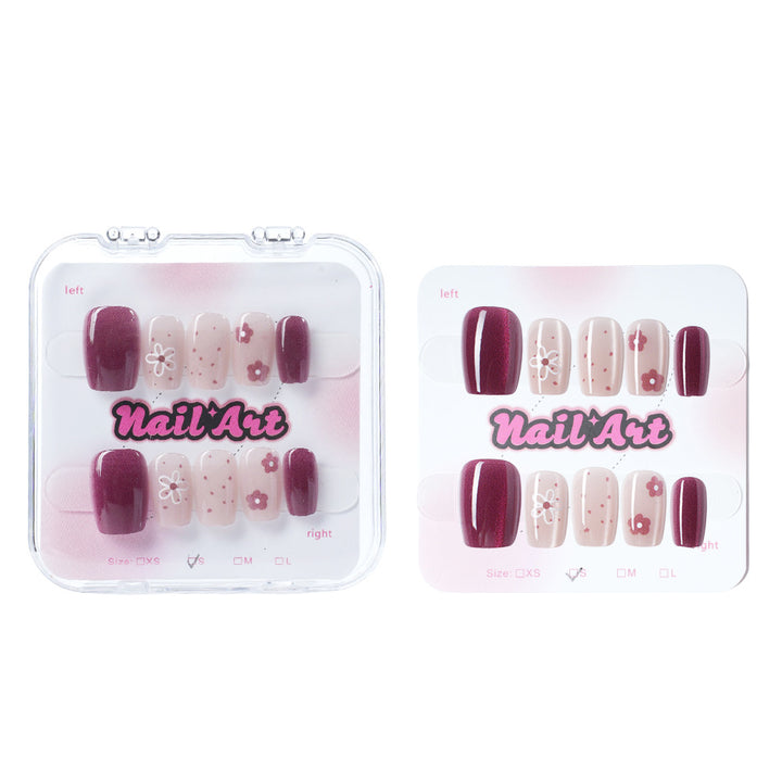 Decorative Floral Press-On Nail Set Bowlift 1788157440