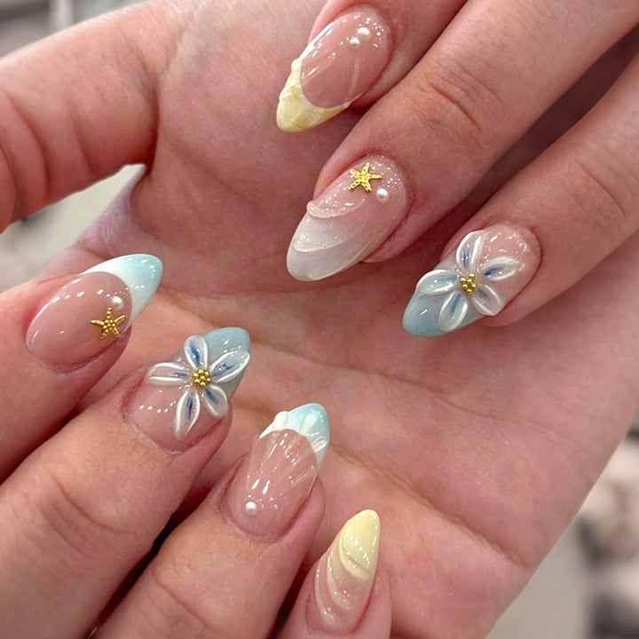 Premium Floral Art Press-On Nail Set Bowlift
