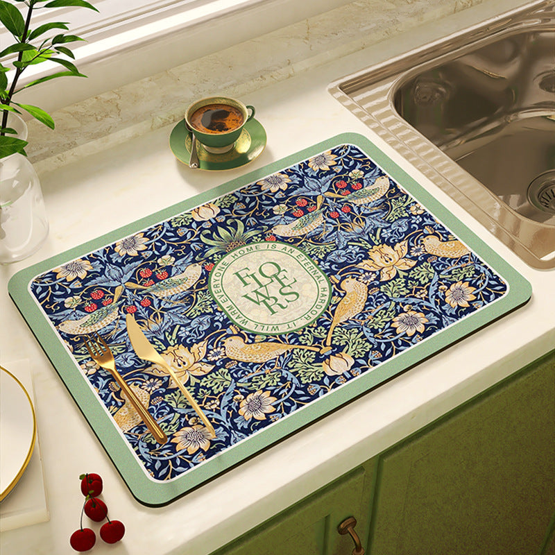 Floral Design Kitchen Mat Bowlift