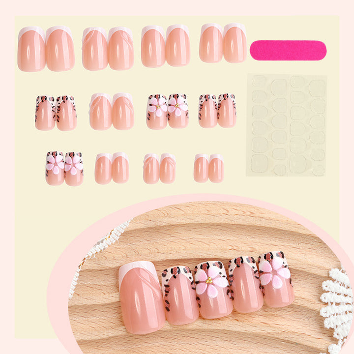 Creative Nail Art Set with Flower and Leopard Pattern Bowlift