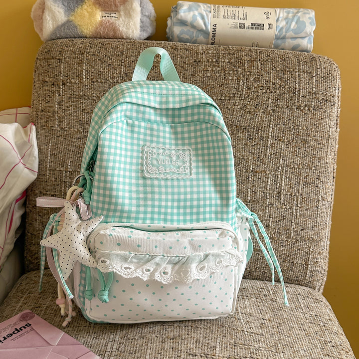 Charming Gingham Print School Backpack Bowlift
