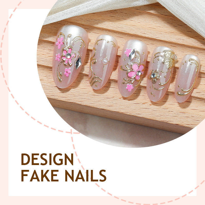 Nail art set with floral and golden details Bowlift