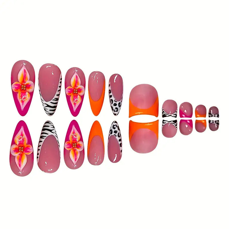 Artistic Floral and Abstract Press-On Nail Set Bowlift