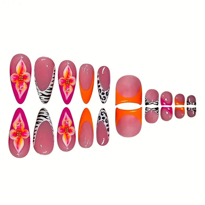 Artistic Floral and Abstract Press-On Nail Set Bowlift