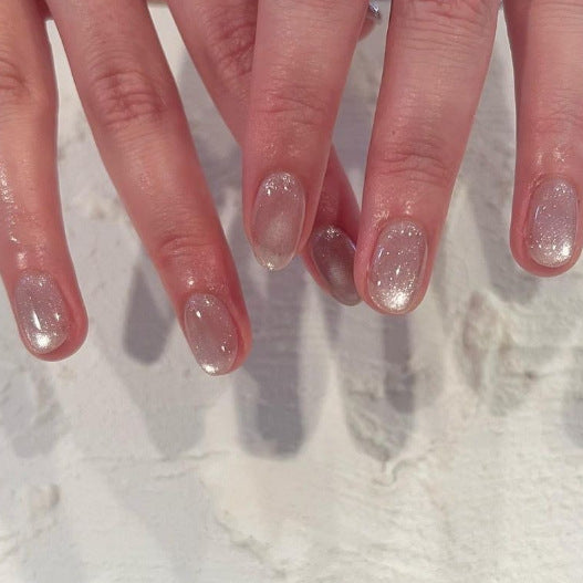 Artful Nail Extensions with Glitter Effect Bowlift