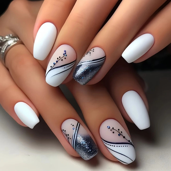 Floral Art Acrylic Nail Set Bowlift