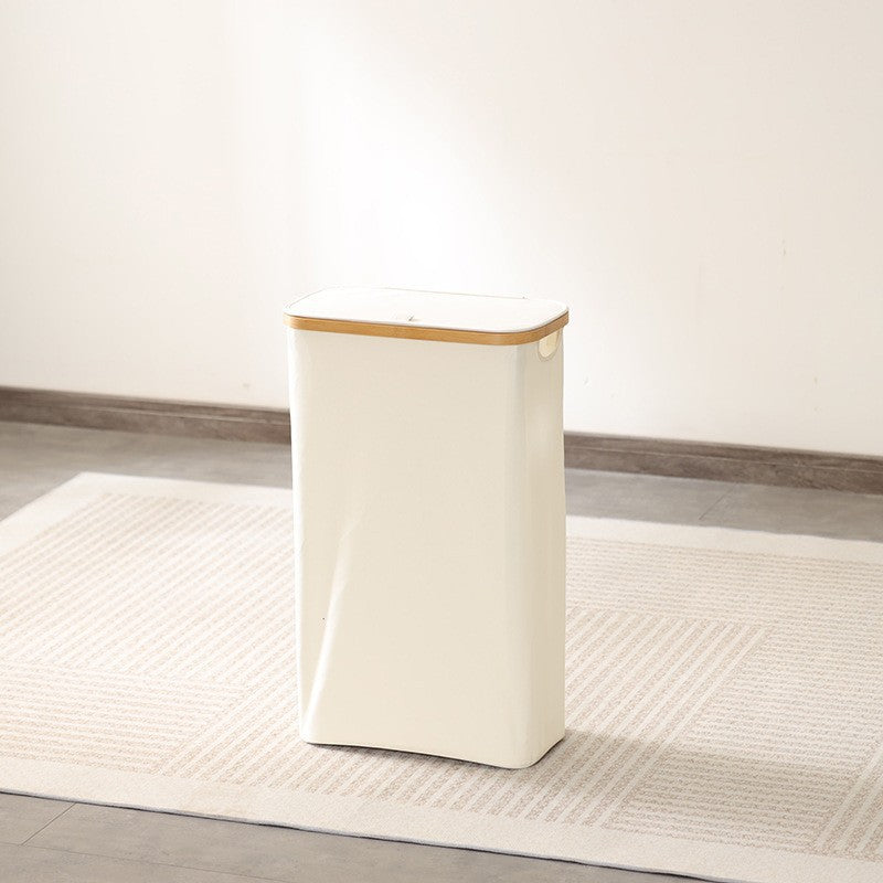 Elegant waste bin with bamboo lid Bowlift