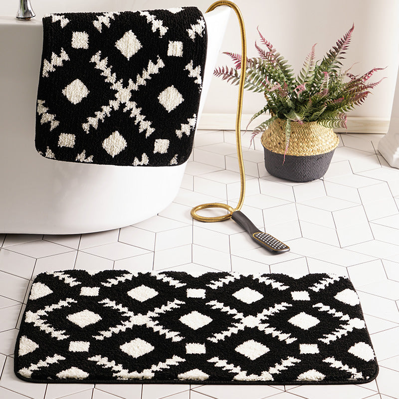 Plush Diamond Pattern Bath Mat