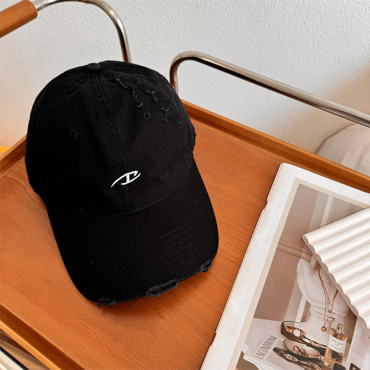 Men's Distressed Cotton Baseball Cap Bowlift