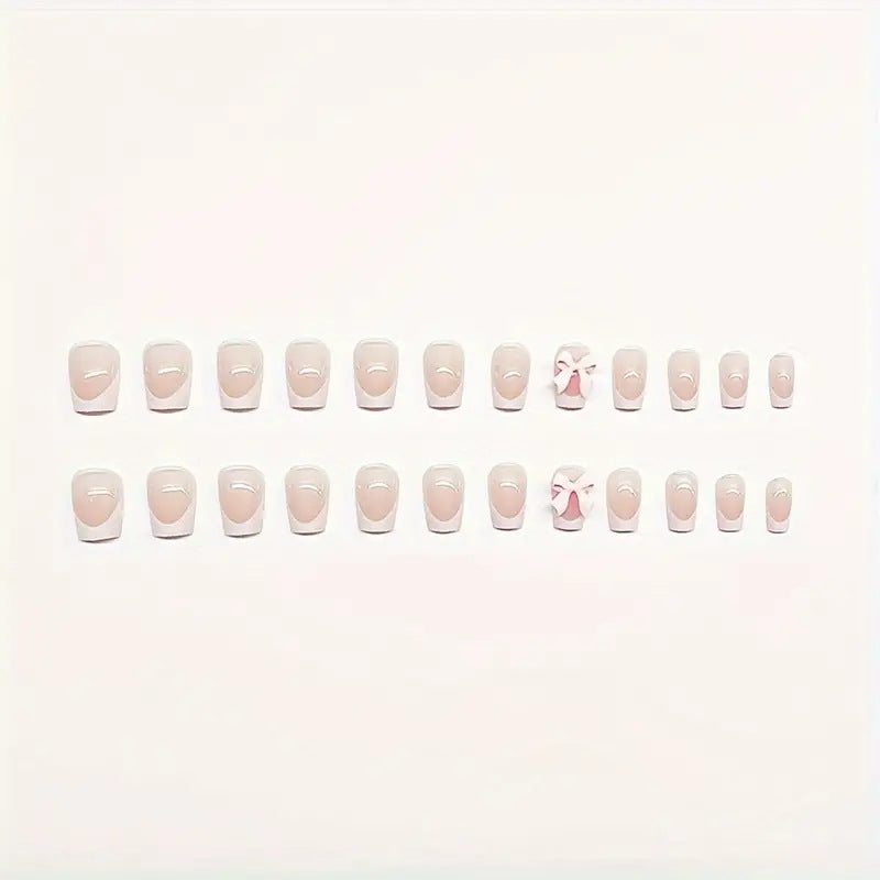 Charming Bow-Embellished Press-On Nail Art Bowlift