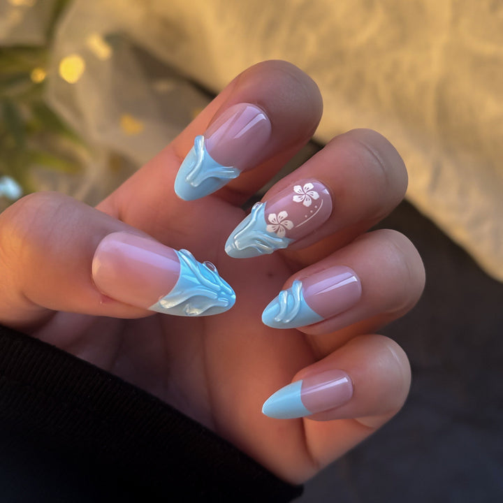 Elegant Floral-Themed Press-On Nail Art Set Bowlift