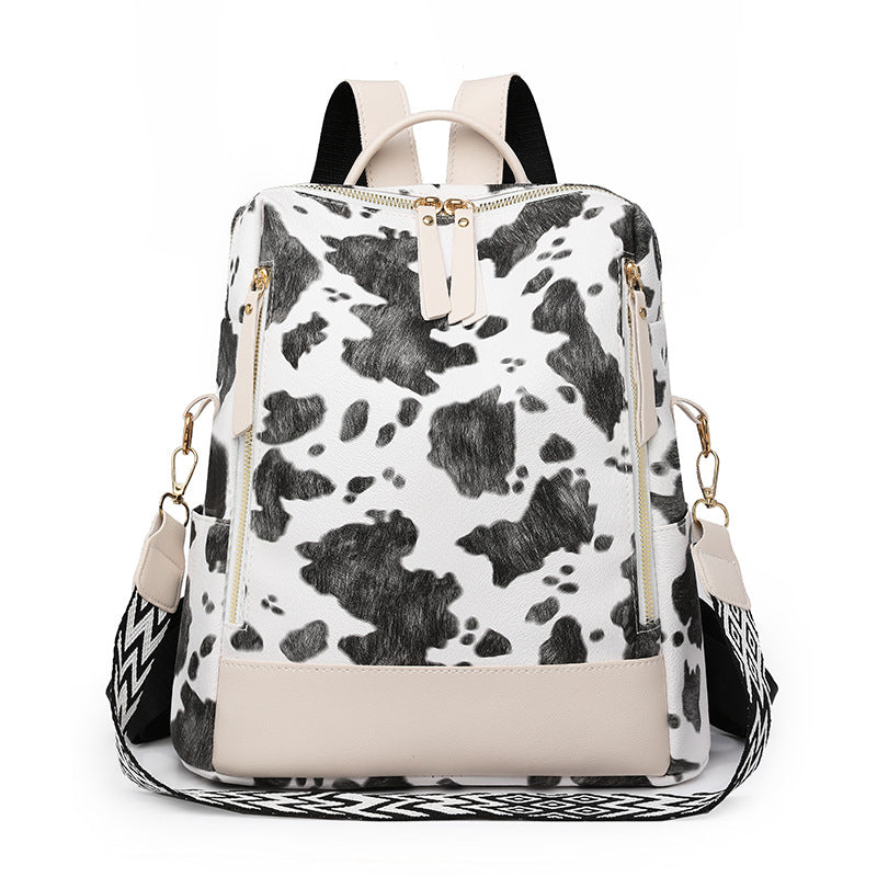 Fashionable Cow Print Backpack Bowlift