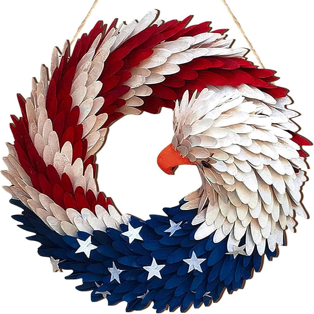Unisex nan patriotic star wooden welcome wreath with jute hanger Bowlift