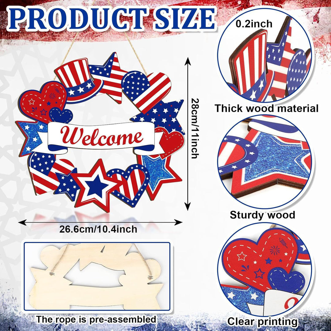Unisex nan patriotic star wooden welcome wreath with jute hanger Bowlift