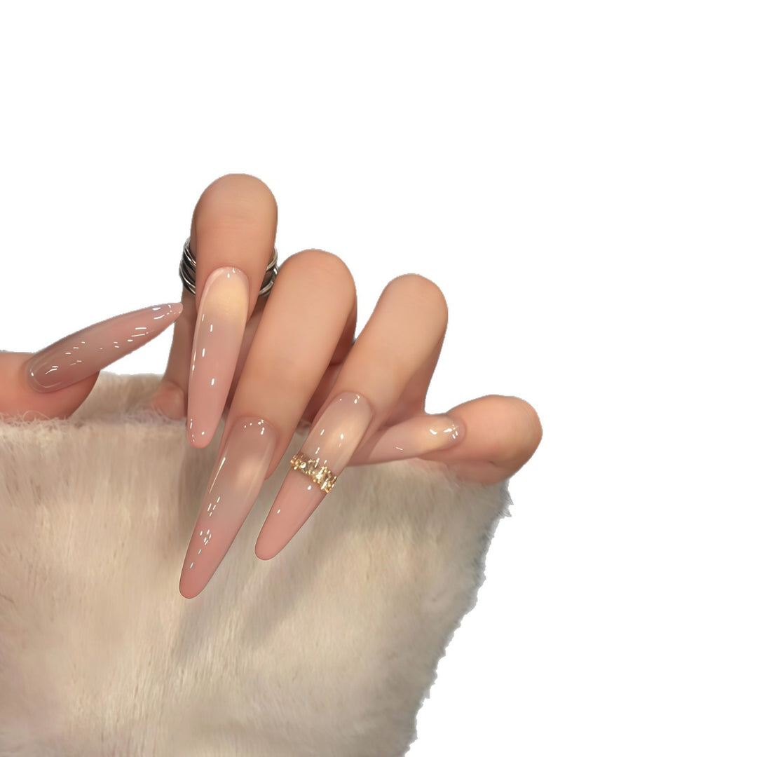Glamorous artificial nails with elegant glitter and rhinestone application Bowlift