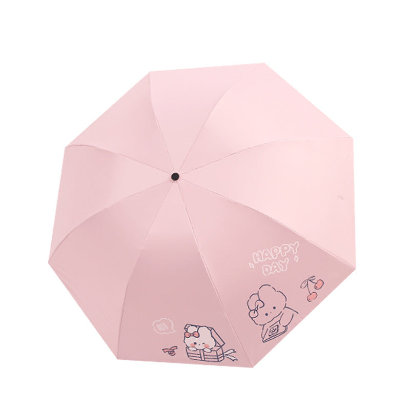 Ladies folding umbrella with playful design and cheerful Bowlift motif