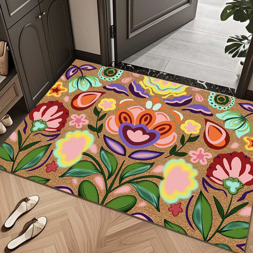 Colorful Artistic Floral Area Mat