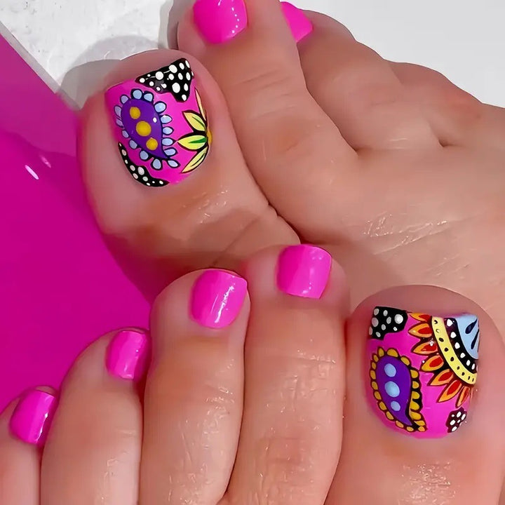 Artificial nail set with colorful mandala design Bowlift