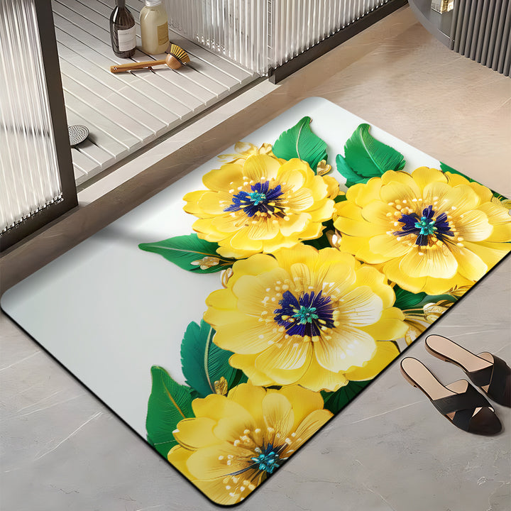 Floral-Themed Plush Bath Mat Bowlift