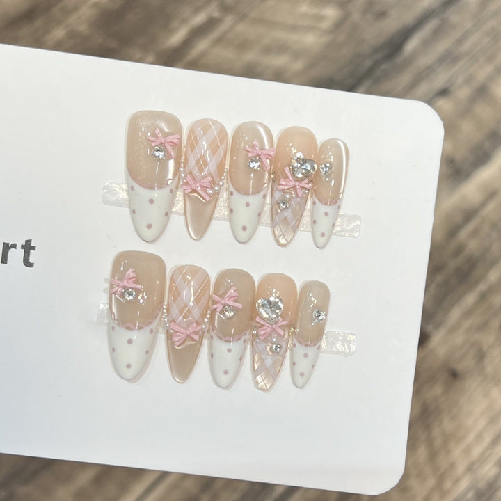 Decorative Bow Accent Press-On Nail Art Set Bowlift