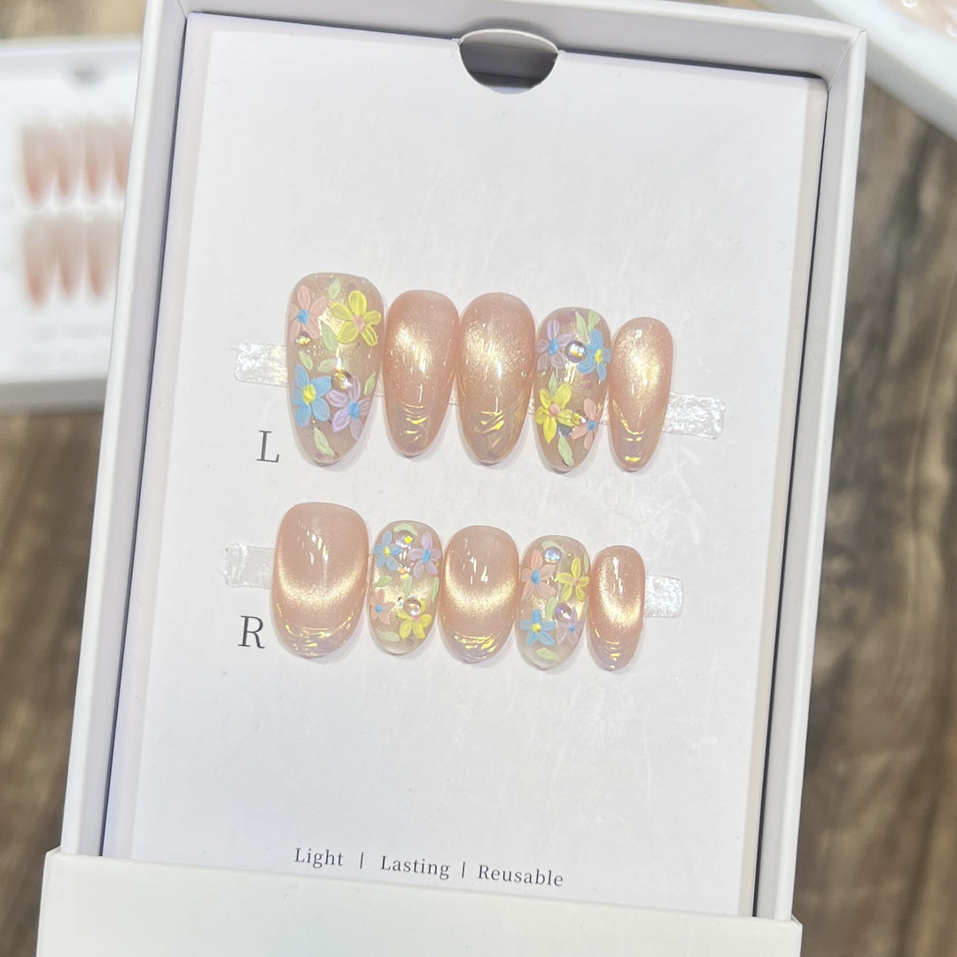 Floral Art Press-On Nail Set Bowlift