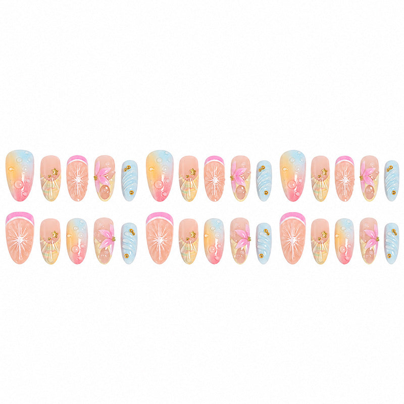 Artificial nails with creative flower and glitter detail Bowlift
