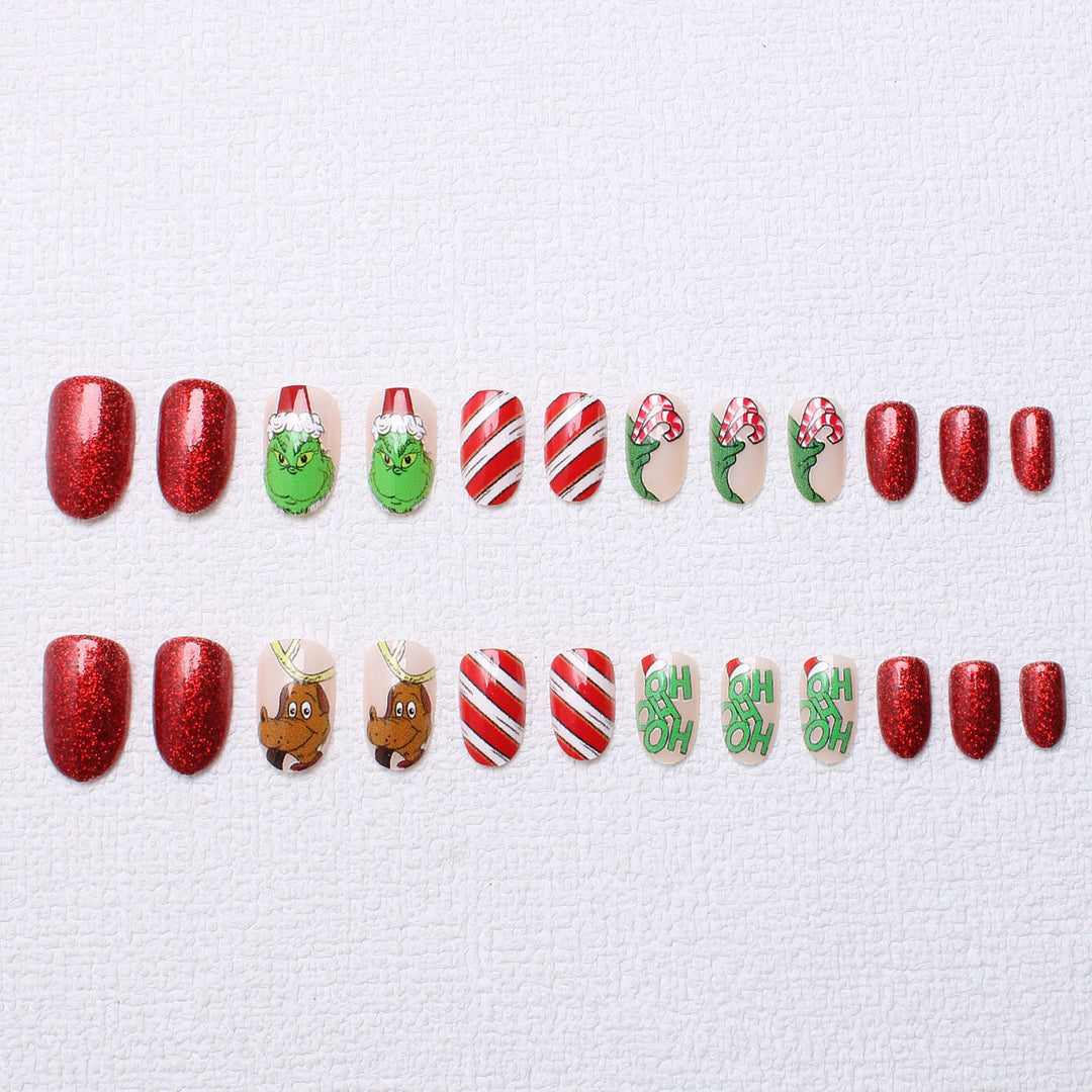 Holiday-Themed Press-On Nail Art Bowlift