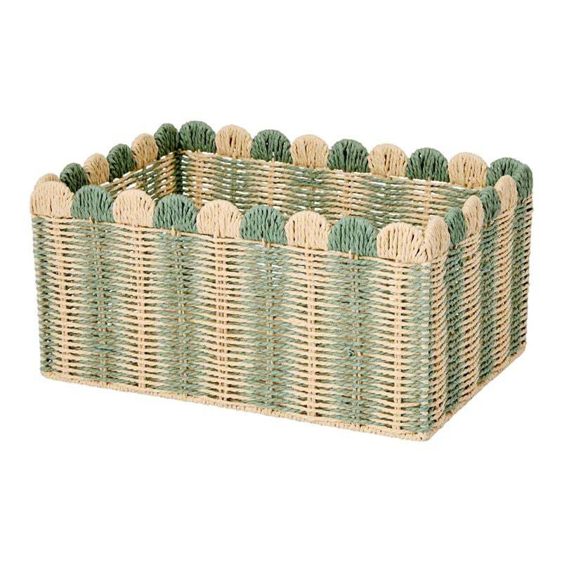 Handwoven storage basket with wave edge Bowlift