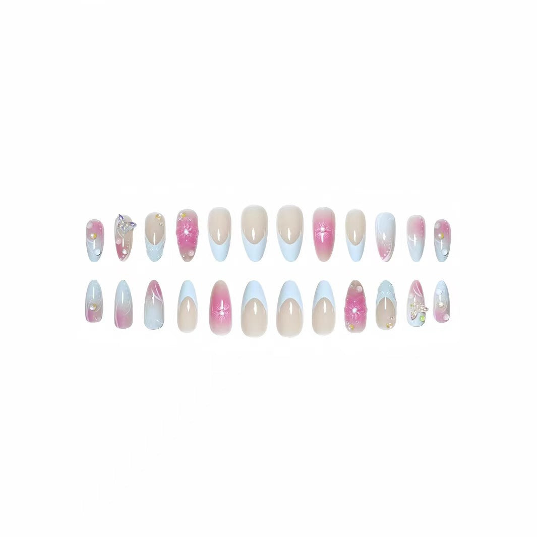 Premium Floral Art Press-On Nail Set Bowlift