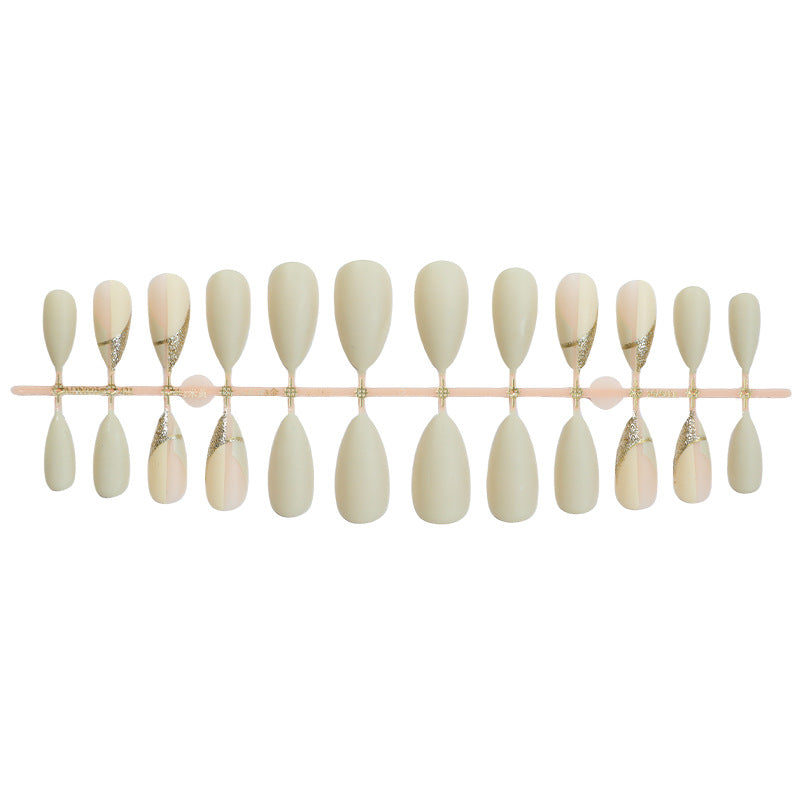 Elegant Press-On Nail Set with Artistic Gold Accents Bowlift