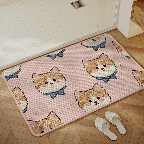 Cute Cartoon Cat-Themed Decorative Bath Mat Bowlift