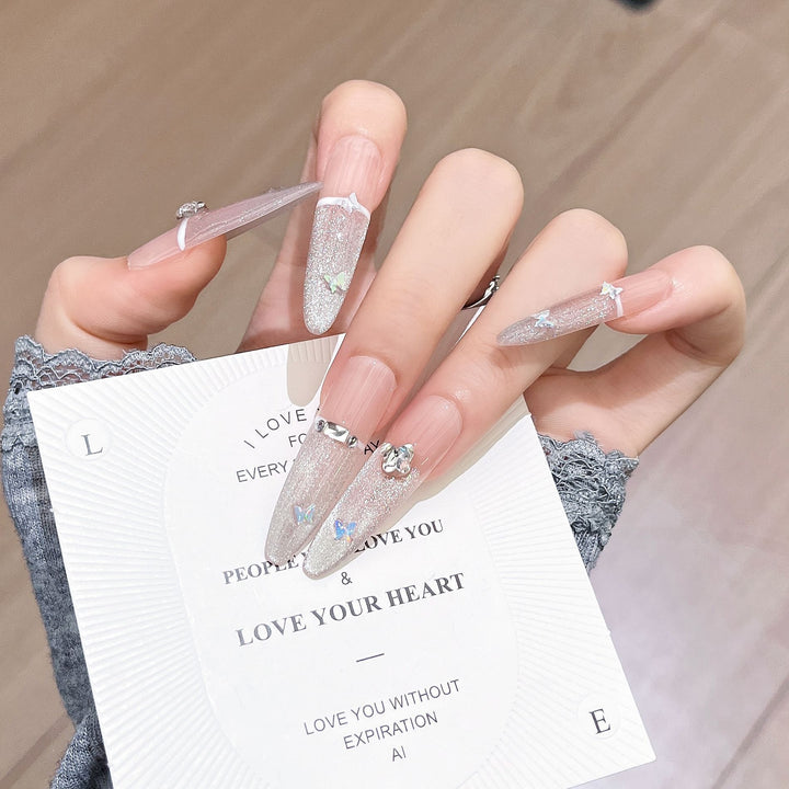 Artisanal Glittery Press-On Nail Extensions Bowlift