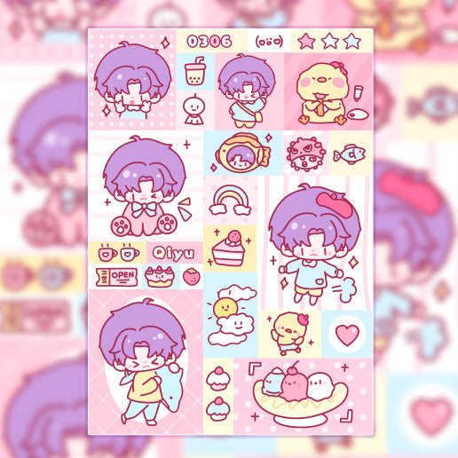 Cute Cartoon Style Sticker Sheet