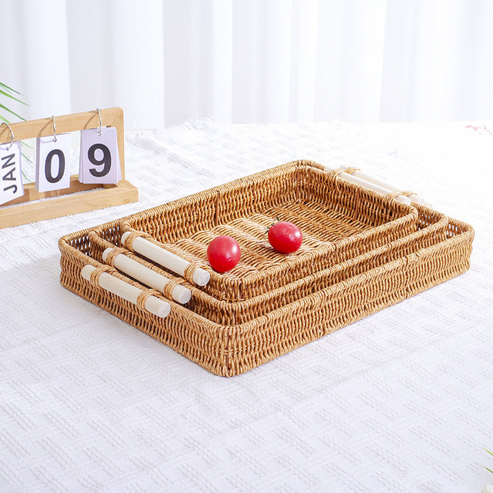 Rustic Woven Food Serving Tray Bowlift