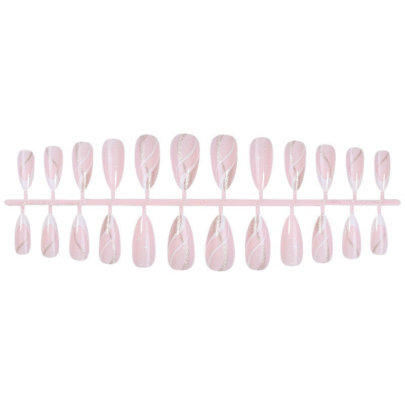 Premium Press-On Nail Art Set with Elegant Swirl Design Bowlift